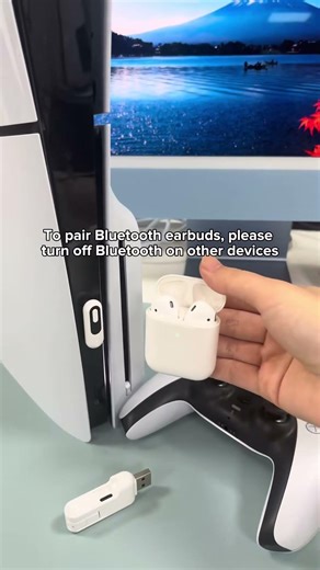 Let’s play game using Bluetooth earbuds. #bluetoothadapter #gamesetup #playstation #ps5 #wireless