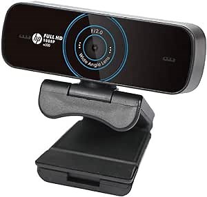 HP W300 Webcam, Web Video Cam w. Built-in Dual Mic, Full HD 1080P, Wide Angle Lens, Easy Plug &Play for Live Streaming/Conference/Skype/Online Class, Compatible w. Mac Windows Laptop Desktop Monitors