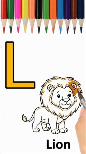 How To Draw L for Lion – Cute & Easy Animal Drawing for Kids #shorts #drawing #learntodraw #alphabet
