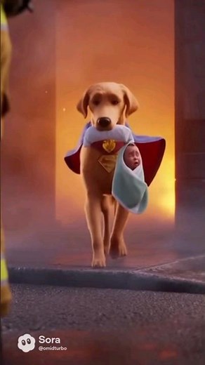 Super Dog's FIERY Rescue! Saving a Baby from a Burning Building 🚒🐕‍🦺 #viral #sora2 #ai