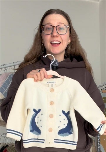 Curious about our new cotton cardigans? Take a closer look! Featuring our Cotton Stripe Heart, Cotton Strawberry, Cotton Bee, and Cotton Whale cardigans. #theblueberryhill #giftingloveandcomfort #babyshowergift #cotton #springbaby