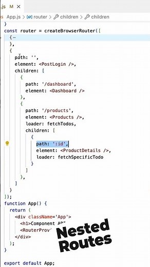 Nested Routes in react routing #reactrouterv6 #react #reacttutorial #shorts #techshareskk