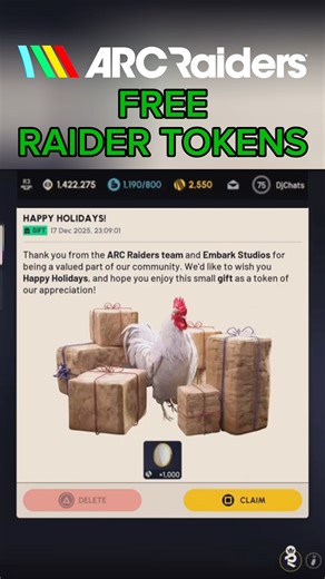 FREE 1000 Raider Tokens From Embark! - ARC Raiders