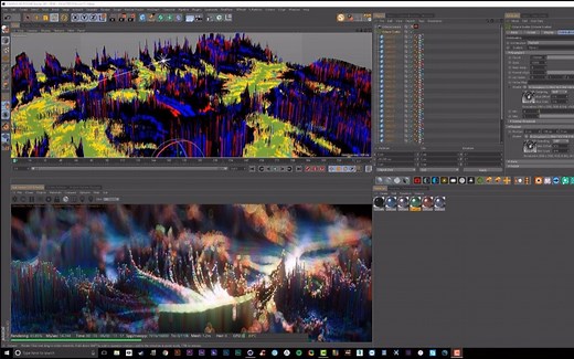 C4D -Octane Scatter制作三维艺术地形视频教程