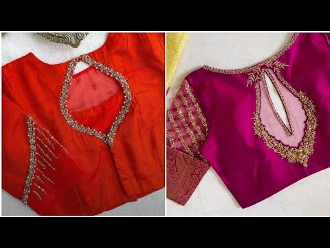 Beautiful back neck blouse designs| trendy embroidery designs | amazing blouses designs|