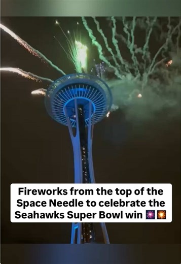 Fireworks Celebration at Space Needle After Seahawks Win