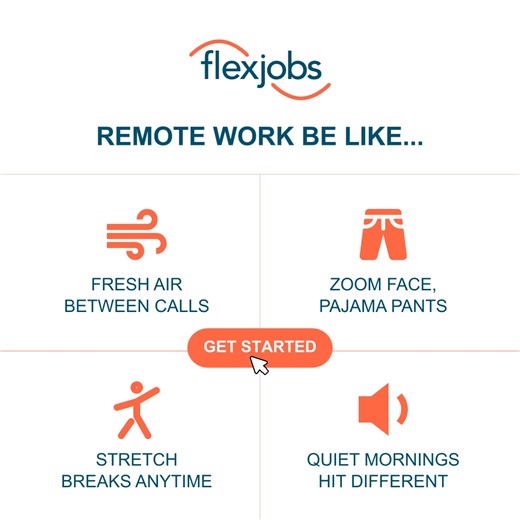Take back your mornings with FlexJobs. ☀️ No commute. No dress code. No stress. Just real remote jobs that fit your life.  Verified & vetted opportunities  Trusted by 10+ million remote workers. ✅ Start your search today. | FlexJobs | Facebook