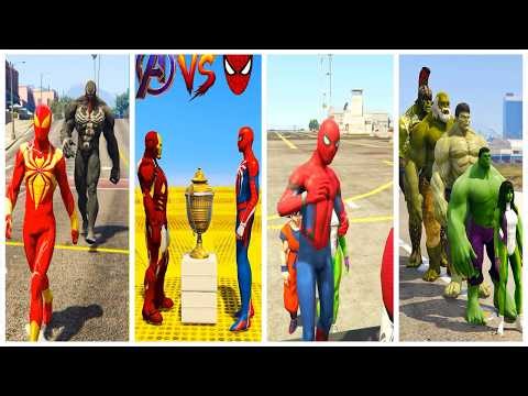 SUPERHEROA MEGA BATTLE SPIDERMAN 🆚 HULK 🆚 AIROMAN 🆚 CAPITAN AMERICA