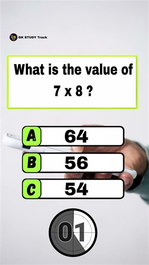 What is the value of 7x8? #maths #quiz #challenge