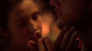 Closeup married couple enjoy love time on holiday. sensual lovers touch face. Premium Stock Video Footage