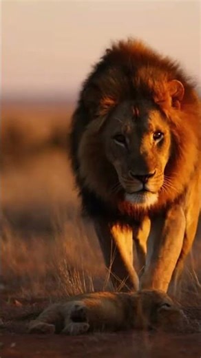 Lion’s Heartbreaking Roar 😢 Cub Lost to Predators #shorts