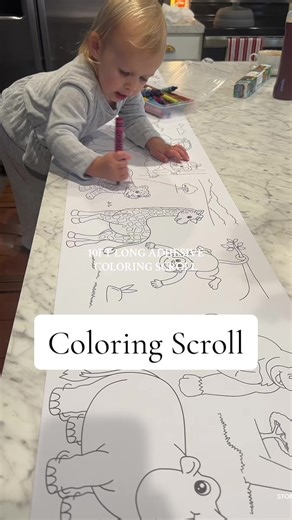 10FT long adhesive coloring scroll. Perfect for independent play, toddler activity time, imaginative play. Activity time is so fun with endless coloring! Reusable and can adhere to anything without damage. Great for Christmas gifts and stocking stuffers! 🎄🎅🦌 #toddlergiftideas #christmasgiftideas