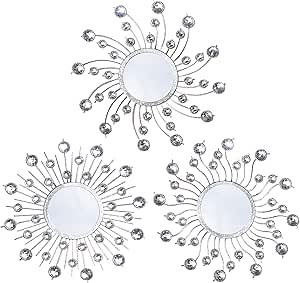 Mirror Wall Decor Metal Sun Mirror Wall Art Decorative Mirrors Home Decor Sunburst Mirror Hanging Living Room Bedroom Entryway, Style 1