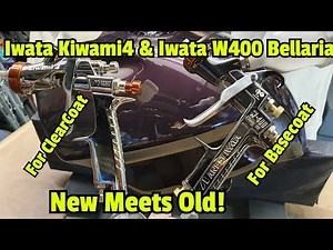 Iwata Kiwami4 & W400 Bellaria For Clearcoat & Basecoat Spraying A Motorcycle Tank