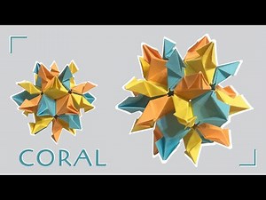 CORAL~ ORIGAMI KUSUDAMA Tutorial (Modular Origami) | Origami Originals S2E3 | Origami Stop Motion