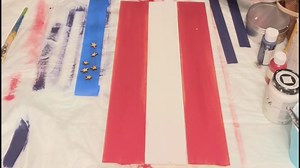 Here is a Americana craft I made with slats of wood, a hoop from the DT, and a printable! Happy Memorial Day ❤️🤍💙! #thevintagepebble #america #diycrafts | The Vintage Pebble