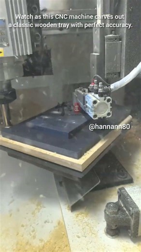 Watch as this CNC machine carves out a classic wooden tray with perfect accuracy.#like #follow