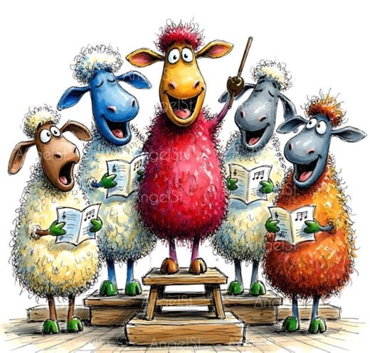 Colorful Sheep Choir Clipart, Funny Cartoon Friends Illustrations (digital Download) - Etsy