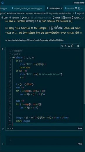 Numerical Integration with python, Simpson's Rule #shorts