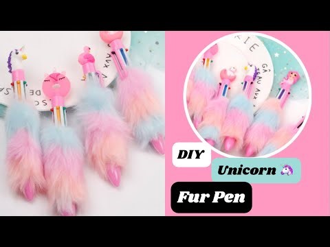 DIY Unicorn 🦄 Fur Pen / How to Make Homemade fur pen / Art and craft / School Supplies