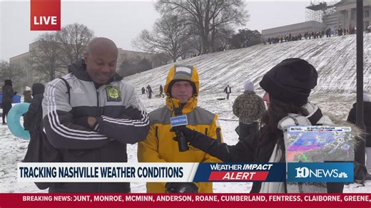 We're live in front of the Tennessee State Capitol as the snow comes down