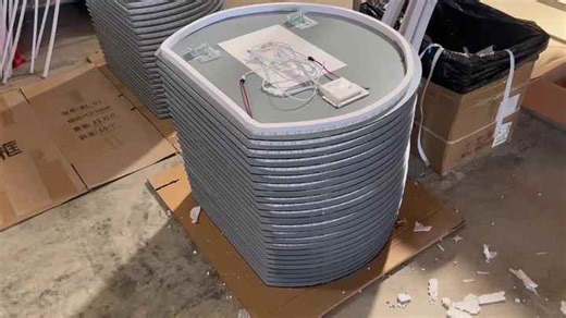 Custom Half Round Frosted Makeup Salon Mirror Bath Touch Screen Shower Anti Fog Bathroom Smart Mirror with Led Light