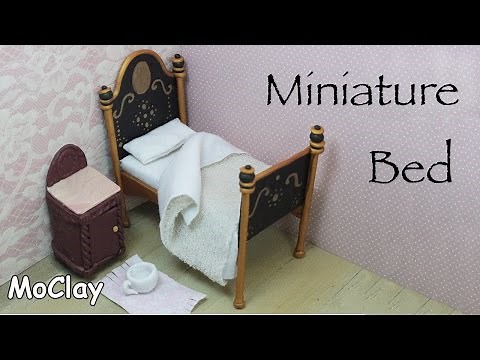 Dollhouse furniture tutorial. DIY miniature vintage bed