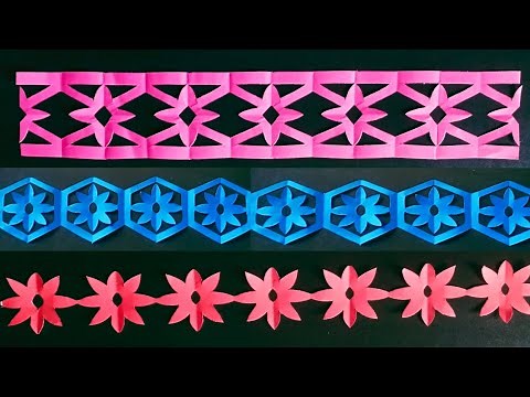 Easy Decorative paper chain ideas 🍁Paper cutting design - How to paper cutting flower chain ✂️