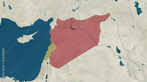 Zoom in to the map of Syria and Lebanon with text, textless