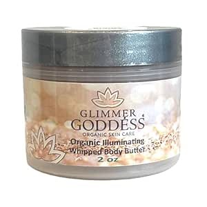 Glimmer Goddess Shimmer Body Butter with Organic Whipped Shea Butter for Hydration, Moisturizing & Silky Natural Glow - Diamond Subtle, 2 oz