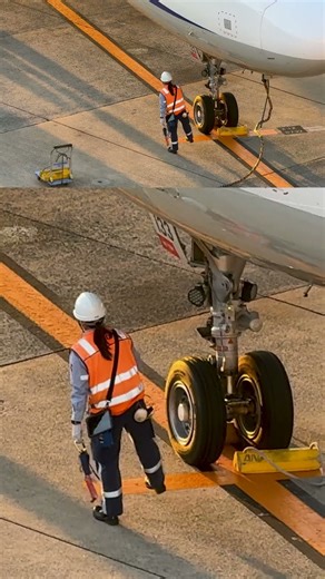 スポットイン、バイパスピン取り付け！ANA Airbus A321-272N Ground Handling 大阪国際（伊丹）空港 #shorts