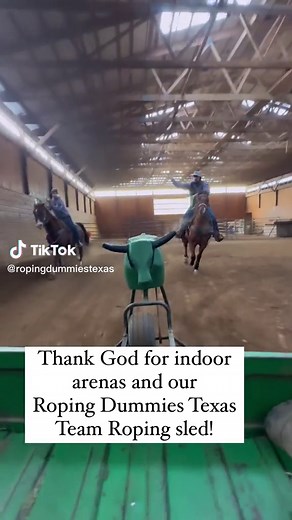 Indoor Dummy Roping Fun at Dunhollow Stables