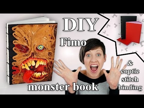 FIMO Buch (Monster): Polymer Mutant & Coptic Stitch Book - Tutorial [HD/DE] (EN-Sub)