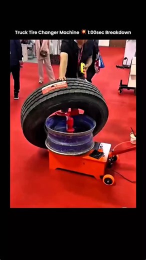 sci || tech || history | The post features a 1:00-minute TikTok video demonstrating a truck tire changer machine, where a heavy-duty tire is rotated and handled... | Instagram
