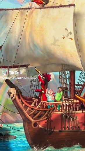 New Disney Captain Hook's Never Land Voyage Art by Thomas Kinkade
