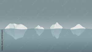 Glaciers start melting, sea levels rising, 4k animation, environmental issues, global warming