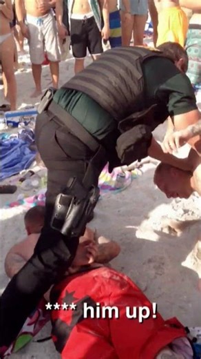 Spring Break Beach Brawl Gets Shut Down by One GIGANTIC Cop | Customer Wars | Crime 360 #shorts