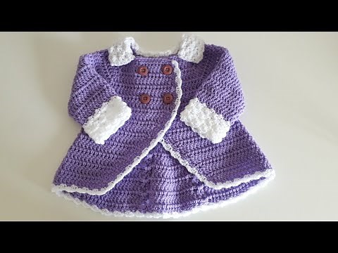Crochet #38 How to crochet double breasted baby coat /Part1