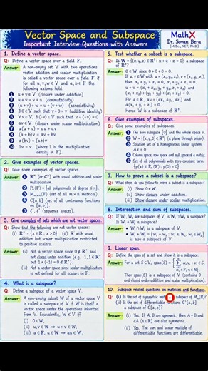 Vector Space and Subspace Interview Questions with Answers | Linear Algebra | MathX