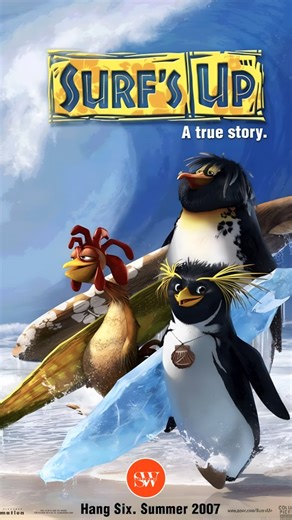 StoryWise on Instagram: "| Dive into Surf’s Up (2007), the wave-riding animated mockumentary that flips the surf flick on its flipper! Follow plucky rockhopper penguin Cody Maverick on his epic trek to Pen Gu Island for the legendary Big Z Memorial Surf Off, chasing pro glory. Under the salty wing of washed-up champ Geek, Cody shreds more than swells—he uncovers that real hang-ten heart trumps trophies every time. Shred the gnar with soul! . . . Experience the wonder where every frame tells a st