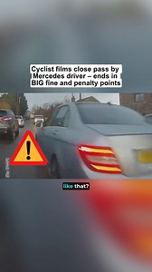 5.3K views · 22 reactions | A cyclist caught this close pass on camera. The Mercedes driver received a hefty fine and points on their licence. A useful reminder to give cyclists plenty of space. #cyclist #driver | ESN Report | Facebook
