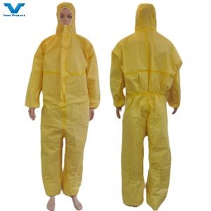 [Hot Item] Customized Yellow Disposable Coverall Chemical Resistance Protective Suit