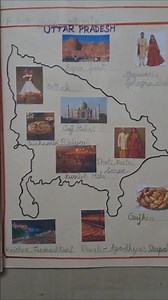 Uttar Pradesh Map with culture explained | Social science school assignment chart #viral #diy #state