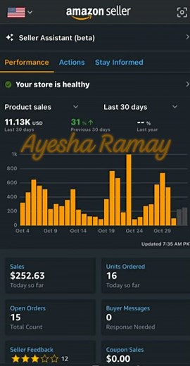 5 comments | “$11K+ in the last 30 days — steady growth! Managed by Ayesha Ramay  #AmazonVA #SuccessStory” Performance speaks louder than words $11.13K this month  Managed by Ayesha Ramay  #AmazonExpert | Ayesha Ramay | Facebook