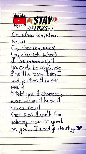 stay lyrics song by Justin Bieber and the kid LAROI part 2 #lyricsshorts #newviralshorts