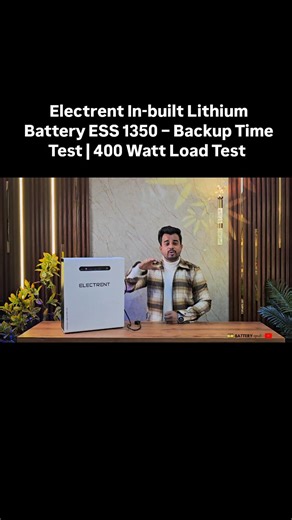 Battery GuruJi | Abhishek Saini on Instagram: "Electrent In-built Lithium Battery ESS 1350 – Backup Time Test | 400 Watt Load Test | Battery GuruJi 🔋 Electrent In-built Lithium Battery ESS 1350 – Backup Time Test! Namaste Dosto! Aaj ki is video mein hum test karne wale hain Electrent ka In-built Lithium Battery ESS 1350. Kya ye ESS aapke ghar ya office ke liye best hai? Is video mein humne is par 400 Watts ka continuous load dala hai aur live check kiya hai ki ye kitna backup time deta hai. Aga