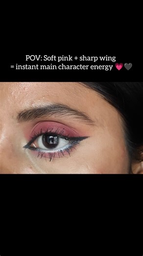 Soft Pink Eyeshadow with Bold Winged Liner | Blushed Wing Glam Look 💖✨#youtubeshorts #makeupshorts