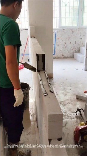 Lightweight brick mortar wall construction process