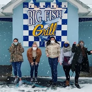 We are open! Don’t let the snow keep you in! ❄️ #gobigeatfresh #bigfishgrill #rehobothbeach #sundayfunday #snowday #weareopen #comehangwithus | Big Fish Grill Rehoboth