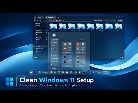 Windows 11 Simple, Clean & Beautiful Look | Icons, Start Menu, Taskbar & File Explorer